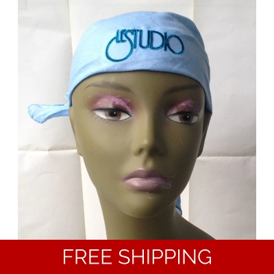 Bandana Light Blue Black & Blue Embroid Front Logo